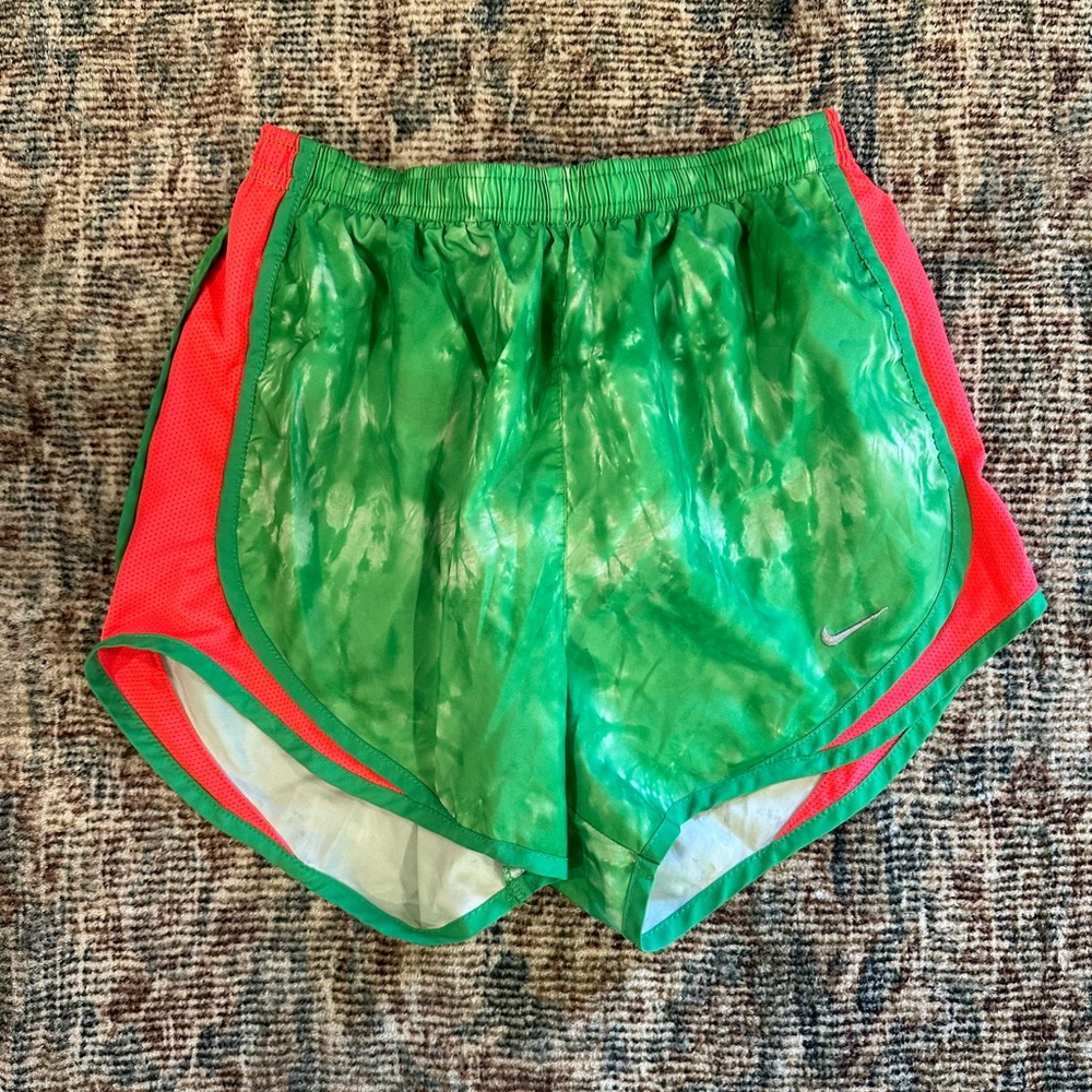 Green Tie-Dye and Pink Nike Tempo Shorts